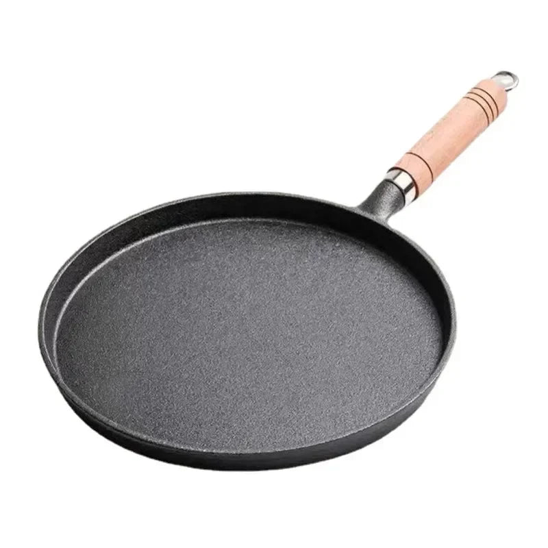 26cm Cast Iron Frying Pan, Uncoated Non-stick Crepe Maker Steak Pot for Gas Induction Cooker Kitchen
