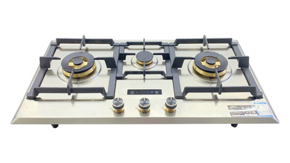 High Quality Built-In Household 3 Burner Stainless Steel Gas Stove with Battery Ignition and Flameout Protection