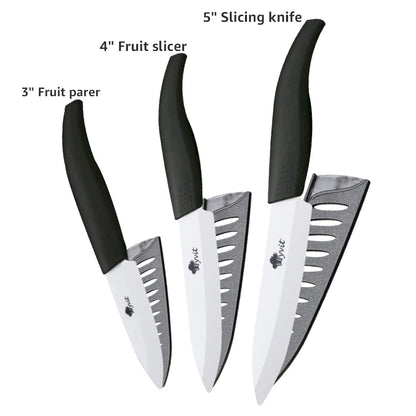 Ceramic Knives Set Kitchen knives 3 4 5 6 inch Chef knife +peeler with holder white zirconia blade Multi-color Handle