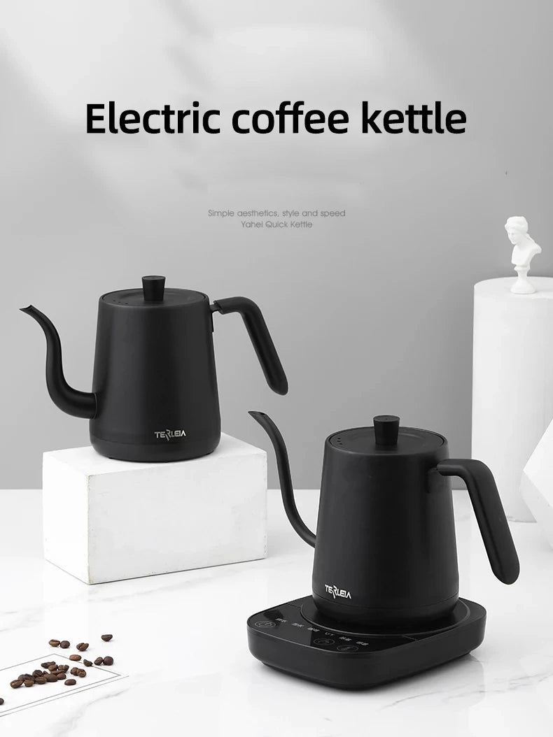 800ml Gooseneck Electric Kettle Hand Brew Coffee Pot Thermo Pot 304 Stainless Steel Teapot Smart Temperature-Control Water Jug