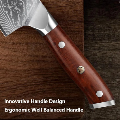 1/3PCS Kitchen Knife Sets Japanese Forged Damascus Steel Chef Santoku Knives Stainless Steel Rosewood Handle