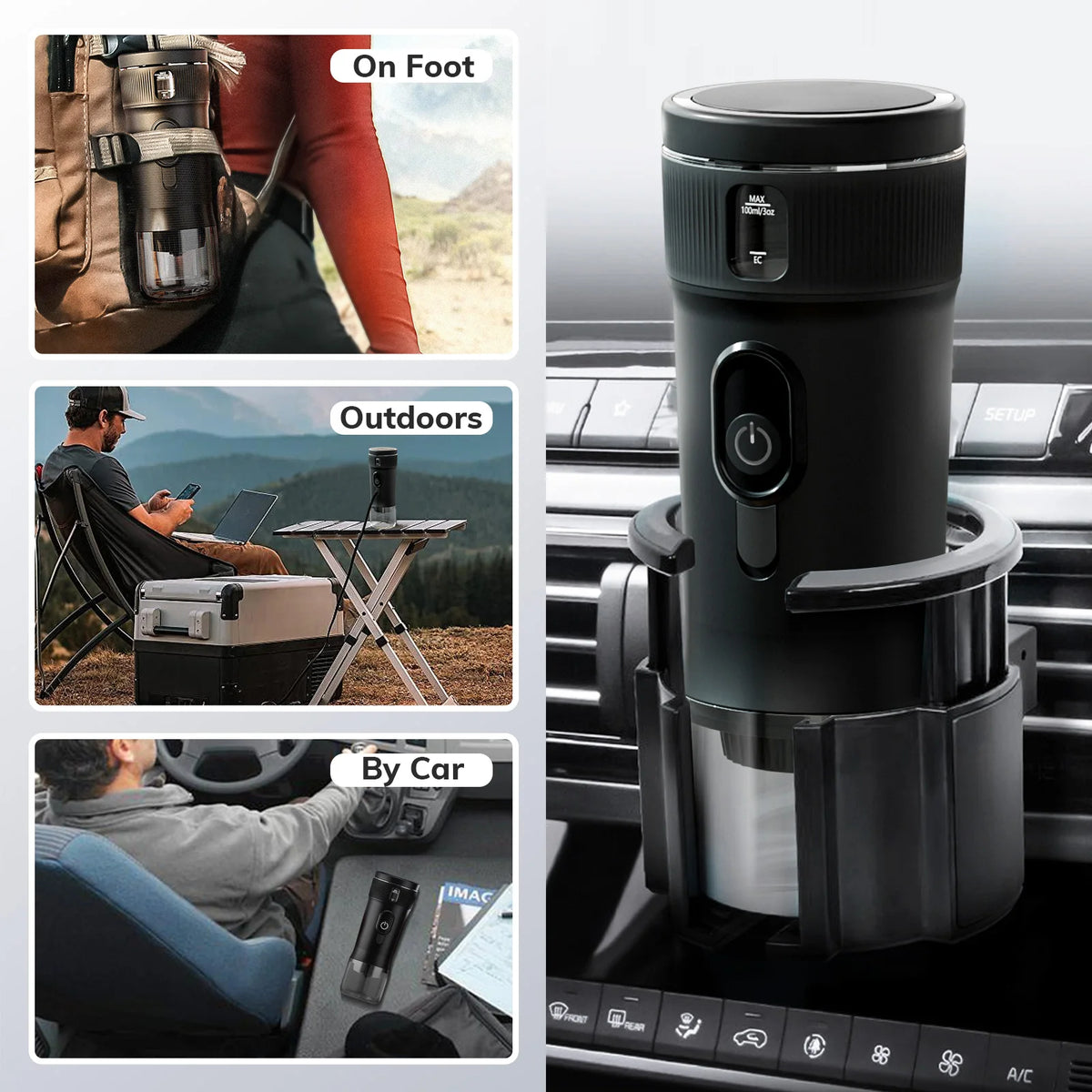 Portable Espresso Machine, DC12V Travel Coffee Maker for Car and Camping, Compatible with Nespresso Capsules, Hot Cold Brew