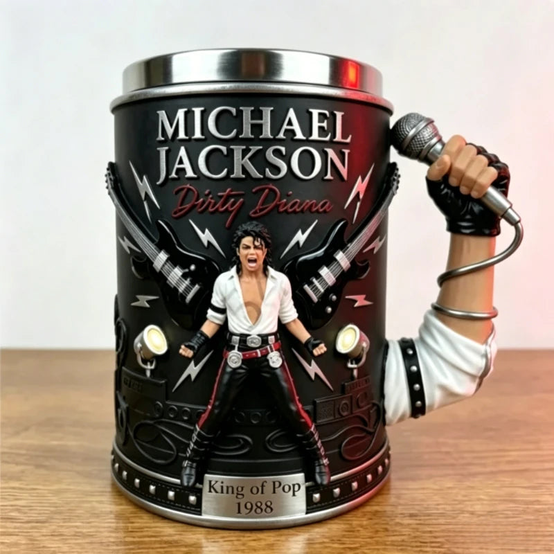 300ml Michael Jackson Beer Mug 304 Stainless Steel Liner Premium Resin Exterior Cup