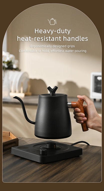 1L 1000W Gooseneck Electric Kettle Smart Teapot with Temperature Control for Precision Hand Brew Coffee Pouring Pot