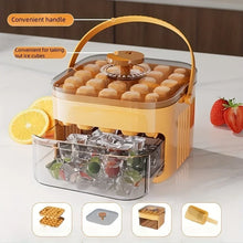 Compact Double Layer Ice Cube Tray with Lid and Bin, Pull-Out Ice Drawer with Portable Handle, Kitchen Accessories, Gadgets