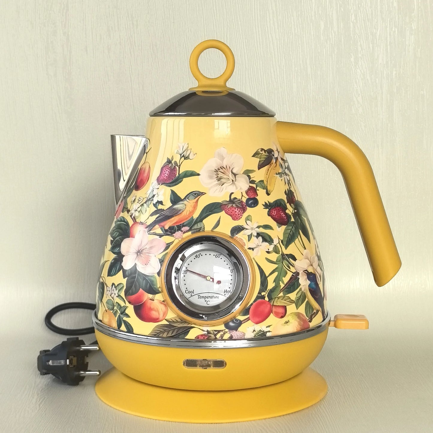 1850W Retro Printed Paint Electric Kettle With Temperature Display 304 Stainless Steel Boiling kettle Teapot Auto Power Off 1.7L