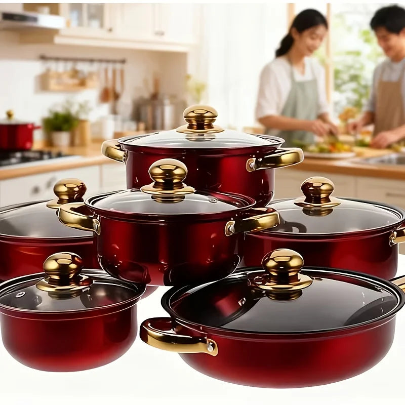 13pcs Tri-Ply Stainless Steel Cookware Set with Lids, Pots And Pans Kitchen Set, Induction-Ready, Pots And Pans Set, Induction