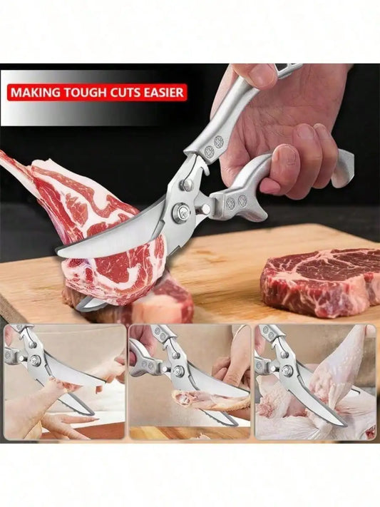 1PC Anti-Slip Grip Kitchen Scissors, Cutting Meat Turkey Fish Vegetable Stainless Steel Scissors, Anti-Slip Kitchen Utensil