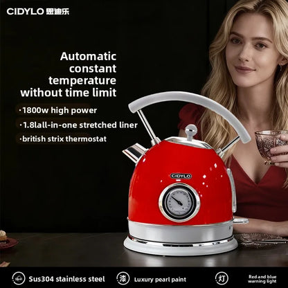220V European Style Electric Kettle Vintage Red High Capacity ABCDFEG