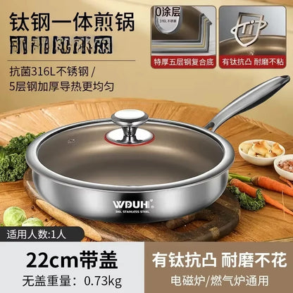 Titanium Pan Non-stick Frying Pan Household Wok Steak Frying Pan Induction Cooker Gas Stove Special  Wok Frying