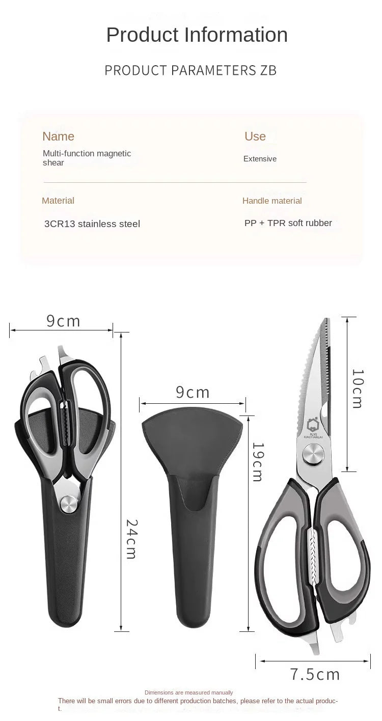 All-Powerful Kitchen Scissors 5-in-1 Multi-Tool: Cuts Bones Opens Bottles Cracks Nuts Stainless Steel Heavy Duty Shears for Home