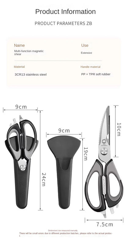 All-Powerful Kitchen Scissors 5-in-1 Multi-Tool: Cuts Bones Opens Bottles Cracks Nuts Stainless Steel Heavy Duty Shears for Home
