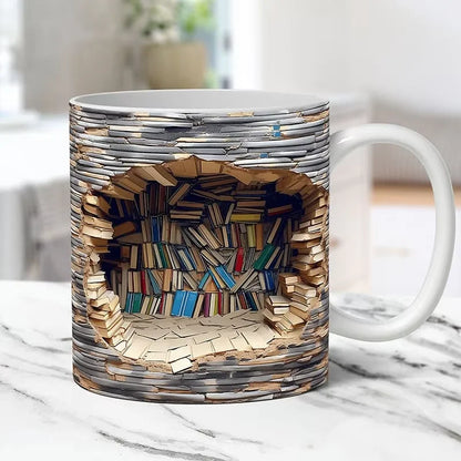3D Library Book Mug Shelf Mug Creative Space Design Multi-Purpose Mug Coffee Cup Study Milk Cup Friends Birthday Gift Home Acces