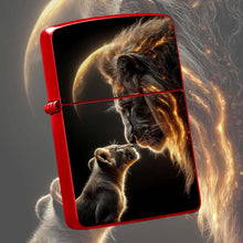 Creative Lighter With Warm Lion Cub And Adult Lion Glowing Art Pattern, Exquisite Moon Background Themed Decor, Portable Stylish Accessory For Daily Use Gifting Outdoor Travel Any Occasions A Humorous And Interesting Lighter