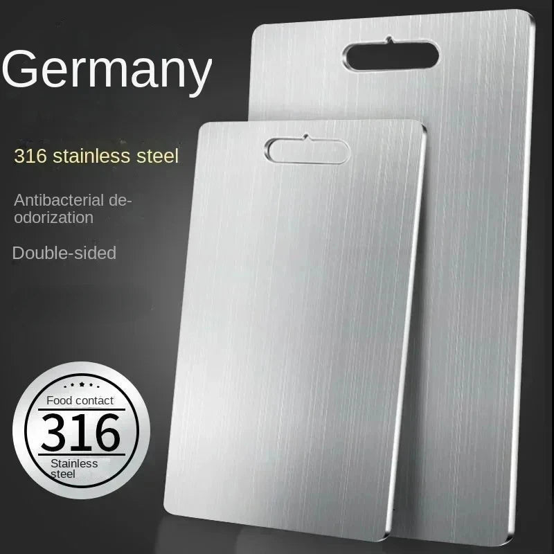 Titanium Cutting Stainless Boards for Kitchen Board 316 Steel Thickened Double Sided Food Grade Portable Fruit Meat Chopping