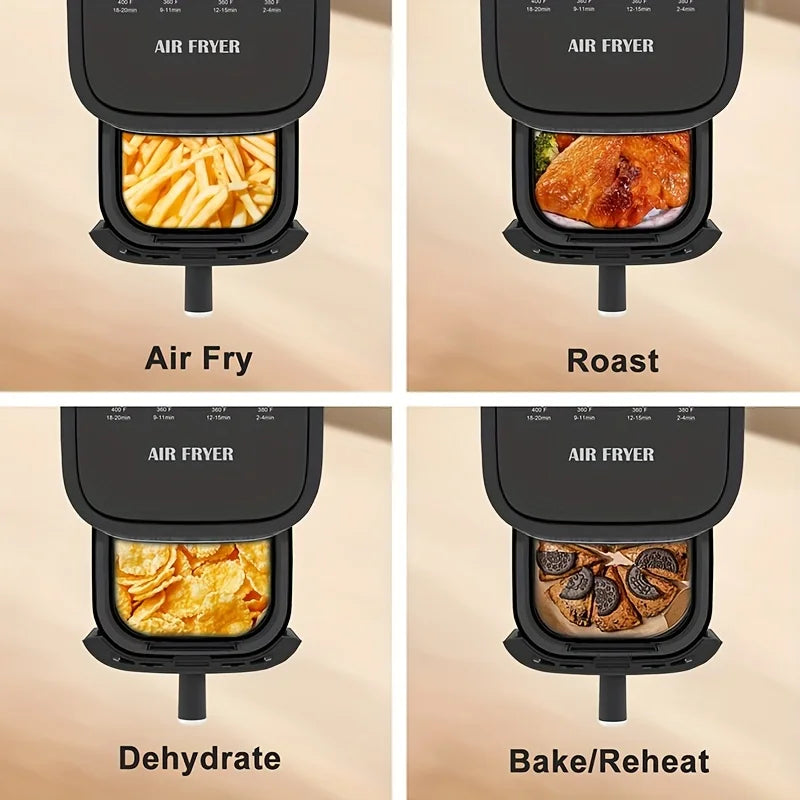 This 5-Quart Air Fryer Is an 8-In-1 Electric Hot Air Oven Equipped with an LED Touchscreen, Ensuring Even Heating of Food with a