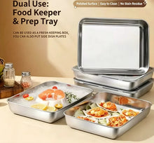 3 Pack Stackable Stainless Steel Food Containers Leakproof Clear Lid Storage Boxes Meal Prep Box for Home Camping