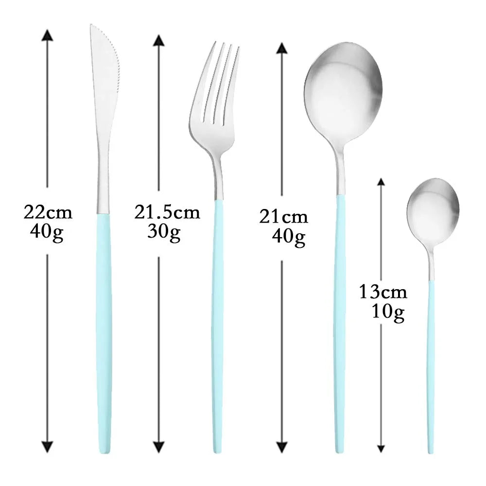 4Pcs black Gold Matte Cutlery Set Stainless Steel Dinnerware Silverware Flatware Set Home Knife Fork Spoon Picnic Tableware Set