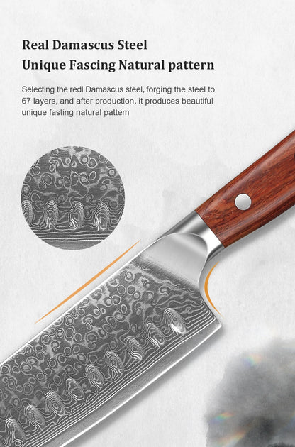 1/2/4 PCS Knives Sets Rosewood Handle 67 Layers Damascus Steel Super Sharp Meat Vegetable  Meat Knives cooking Tools