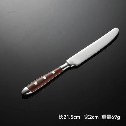 6-piece stainless steel tableware set, including knife fork and spoon set, kitchen knife and dining utensils such as steak knife