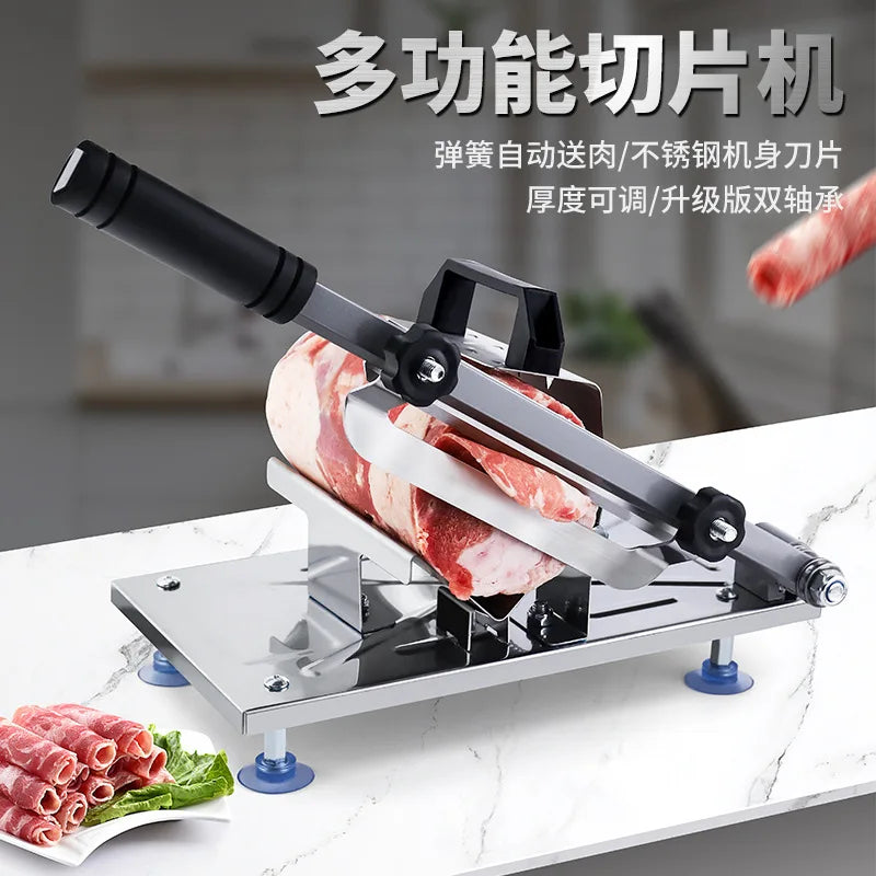 Stainless Steel Meat Slicer – Multi-Function Home Cutter for Beef Mutton Rolls, Frozen Meat Shredding Machine