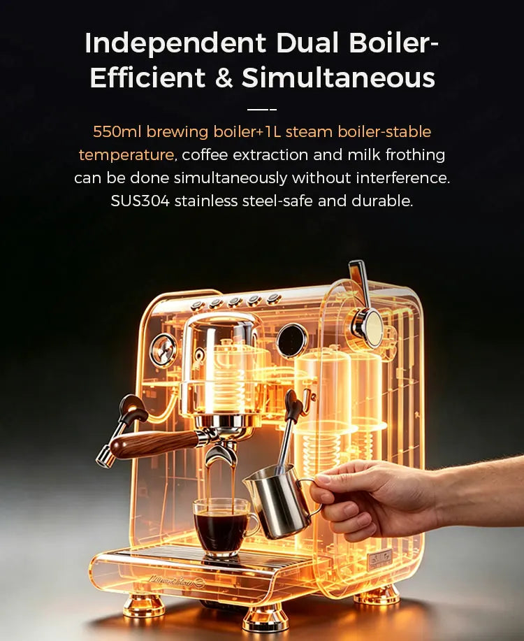 CAFOVO G3148E Commercial Espresso Machine Dual Boiler Rotary Pump TFT Pressure Profiling 9Bar PID Coffee Machine Café Barista