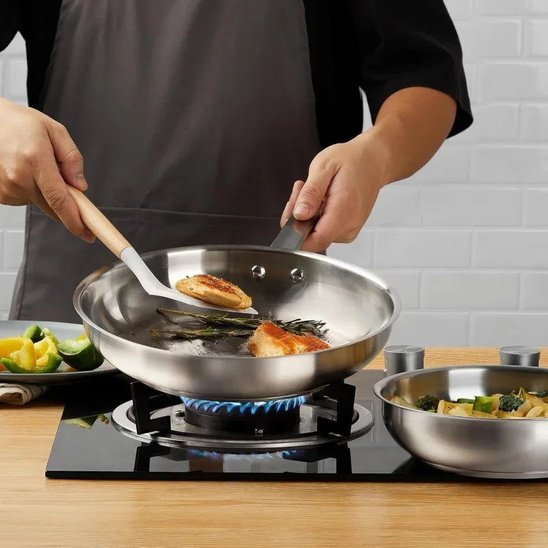 KOCH SYSTEME CS 8inch Frying Pan Stainless Steel Pan for Professional Cooking Uncoated Steak Frying pan omelette pan Induction