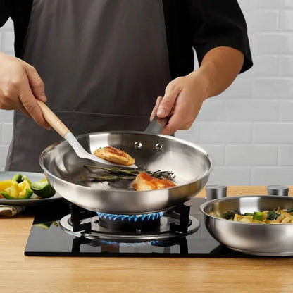 KOCH SYSTEME CS 8inch Frying Pan Stainless Steel Pan for Professional Cooking Uncoated Steak Frying pan omelette pan Induction