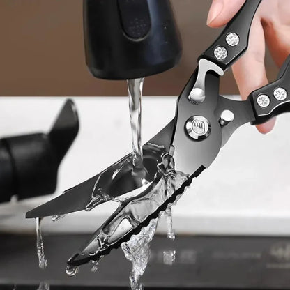 1pc Kitchen Scissors, Powerful Chicken Bone Scissors, Black Titanium Multifunctional Scissors for Bone Cutting
