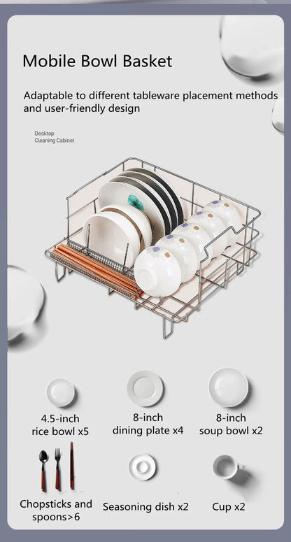 Eco-Friendly Homeuse Kitchen Dishwasher Portable Countertop Compact Smart Dishwashers With Air-Dry Function