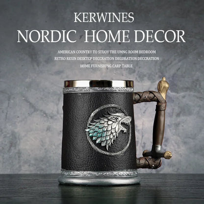 3D Beer Mugs Coffee Cups Gothic Goblet Iron Tankard Stainless Steel Resin Wine Glass Mug 600ML Skull Father's Day Gift 1 pcs