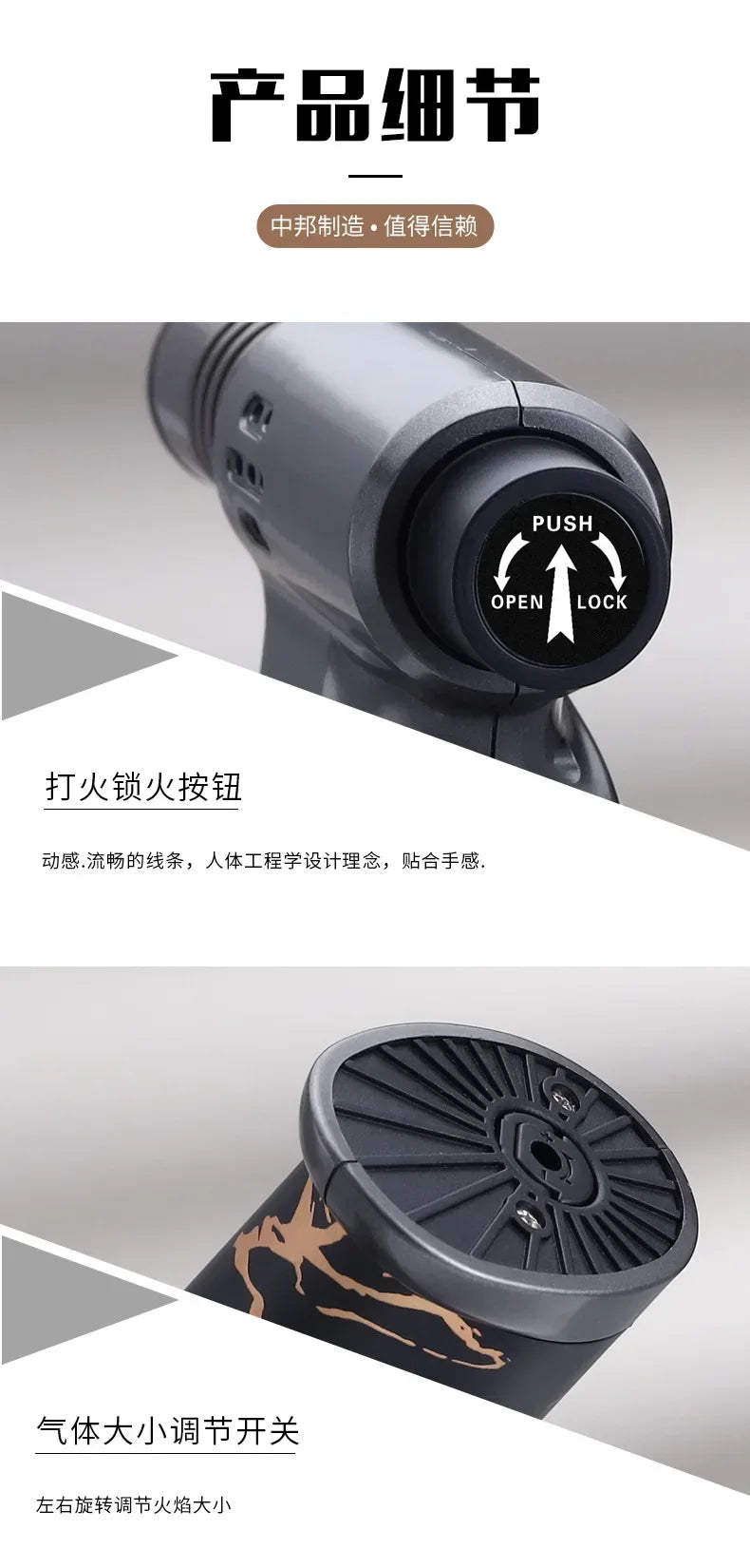 JOBON Metal High Power Spray Gun Windproof Blue Flame Gas Torch Lighter Safety Lock Switch Outdoor BBQ Kitchen Cigar Lighters