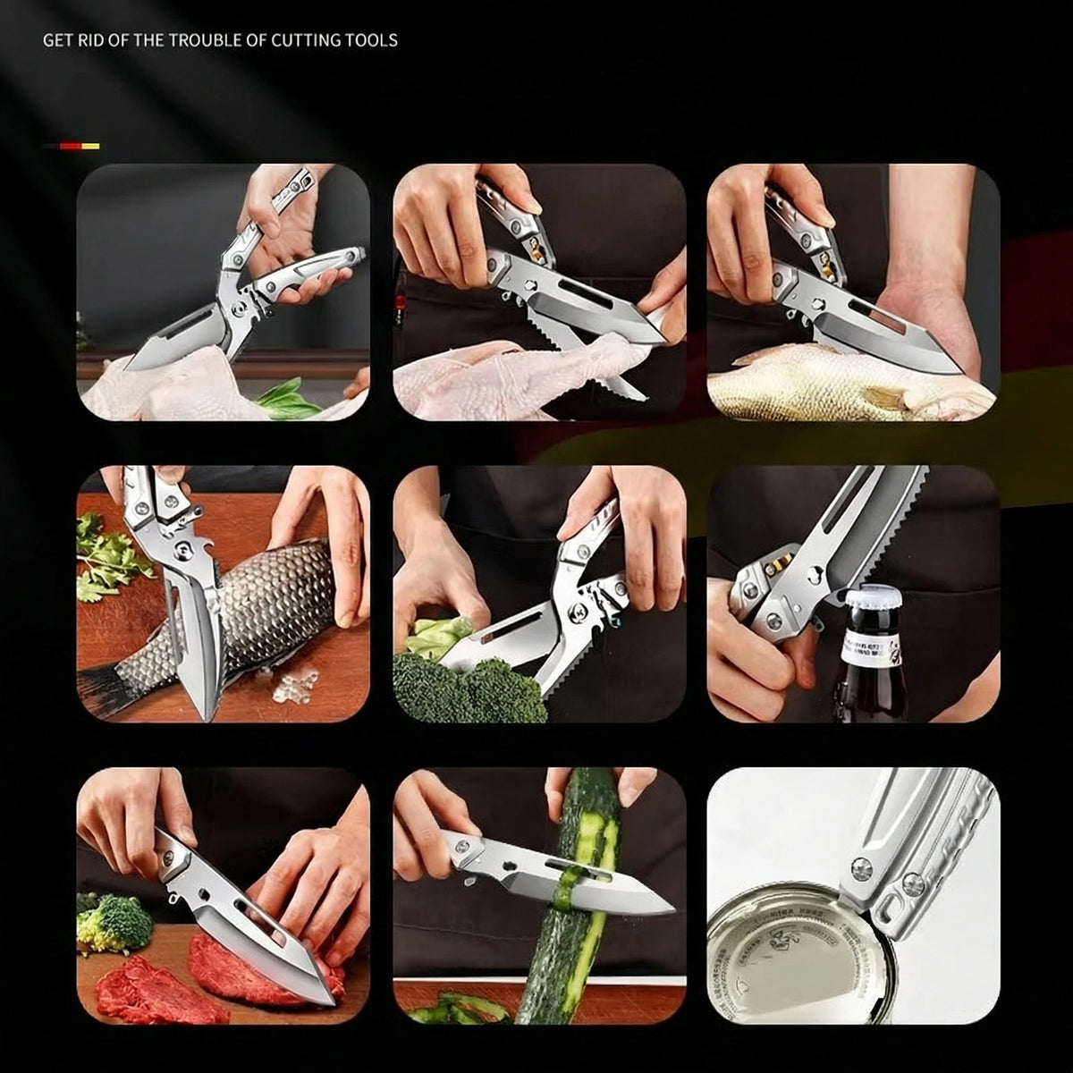 Heavy-duty Stainless Steel Kitchen Scissors, Sharp Multifunctional Food Shears for Cutting Poultry Bones C2612
