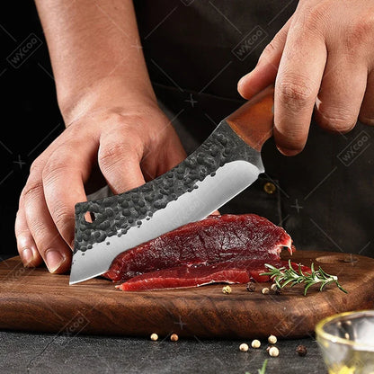 WXCOO Handmade Forged Knife Butcher Cleaver Knife Meat Cutting Japanese Kitchen Pork Bone Shaving Knives Boning Knife