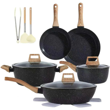 US Shipping Ceramic Cookware Sets Non Stick 15 PCS Pots and Pans Set Kitchenware