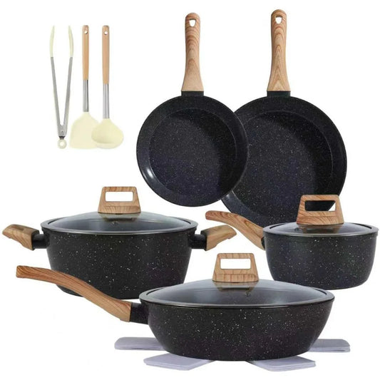US Shipping Ceramic Cookware Sets Non Stick 15 PCS Pots and Pans Set Kitchenware