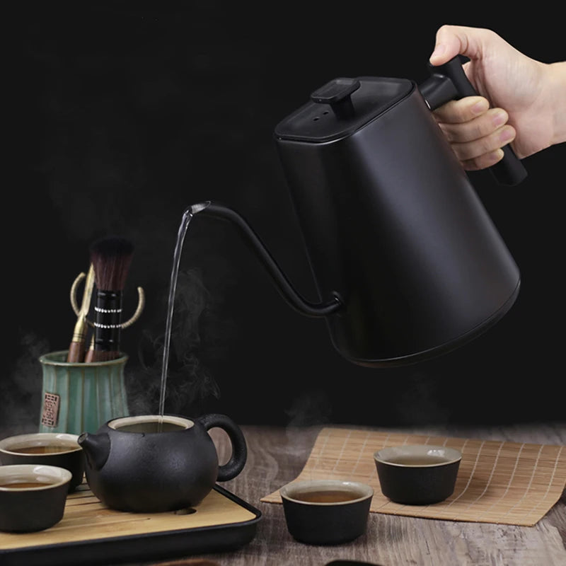110V/220V Electric Kettle 1.0L Gooseneck Hand Brew Coffee Pot 1200W Rapid Heating Temperature Control Pot Stainless Steel Liner