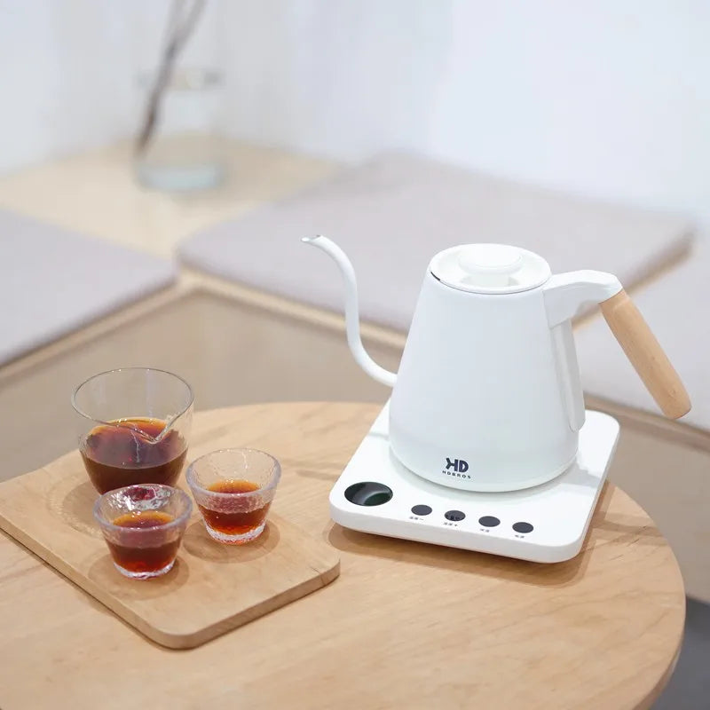 Home Electric Kettle 800ml Gooseneck Jug Hand brew Coffee Pot Thermo Pot Temperature-Control Heating Water Bottle Smart Teapot