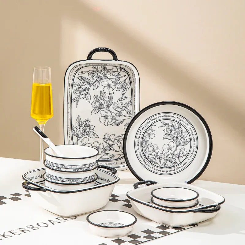 Underglaze Color, Ceramic Tableware, Gift Box Set, Dishes, Soup Bowls, Combination Package.