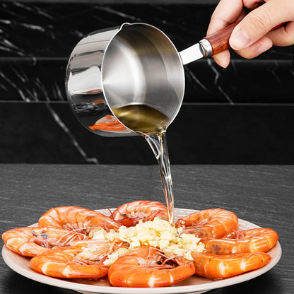 304 Stainless Steel Mini Soup Pot with Wooden Handle Condiment Sauce Pan Small Saucepan for Making Sauces Heating Milk Kitchen