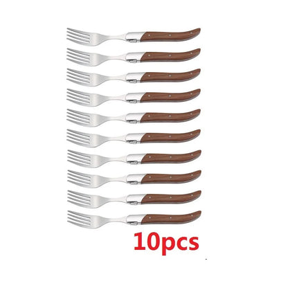 2/4/6/10pcs 8.25inch Laguiole Steak Knives Wood Cutlery Tableware Korean Japanese Dinnerware Rose Wooden Handle Dinner Forks