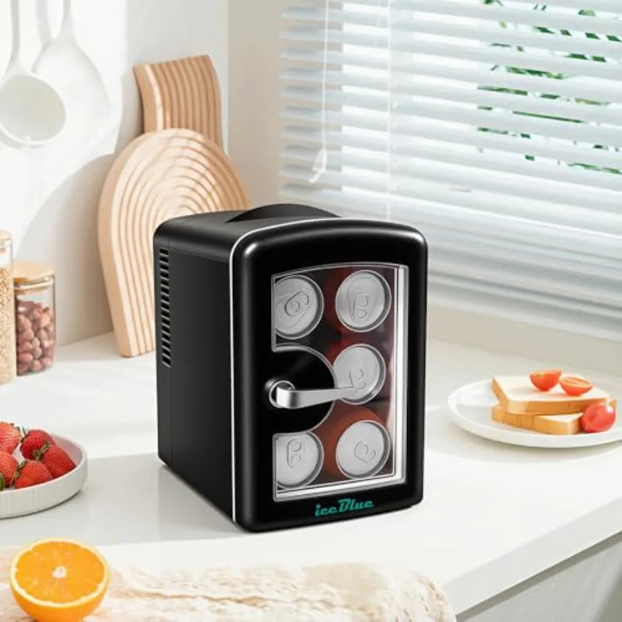 Mini Fridge, Skincare Fridge with Viewing Window, 4 L/6 Cans Compact Mini Makeup Fridge for Beauty and Beverages, Tiny Fridge f