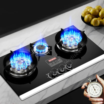 Built In Gas Hob 3 Burner Stove Dual Fuel LPG LNG Fierce Fire 3 Dual-Use Stoves For Household Kitchen High Pressure Fierce Flame