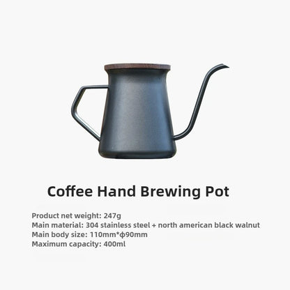 304 Fine Mouth Stainless Steel Coffee Hand Brewer, Western Style Coffee Pot, Home Coffee Utensils with Lid,Office Tea Maker