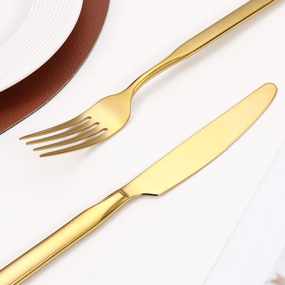 4/6/12/16/18/20/24Pcs Gold Cutlery Set Stainless Steel 304 Tableware Elegant Western Knife Fork Spoon Mirror Dinner Set