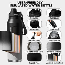 1L Insulated Cold Water Bottle Thermos Stainless Steel Tumbler Qutdoor Sports Handle Vacuum Flasks Double Wall Cup