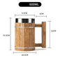 Viking Wood Style Beer Mug 3D Resin Stainless Steel Coffee Cup Wine Glass Metal Double Wall Mug Beer Jug Cup Thermal