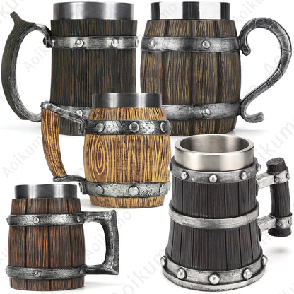 Vintage Medieval Heraldic Crest Beer Mug Lion Eagle Snake Badger Sculpture Handle Resin Stein Mug with Stainless Steel Liner