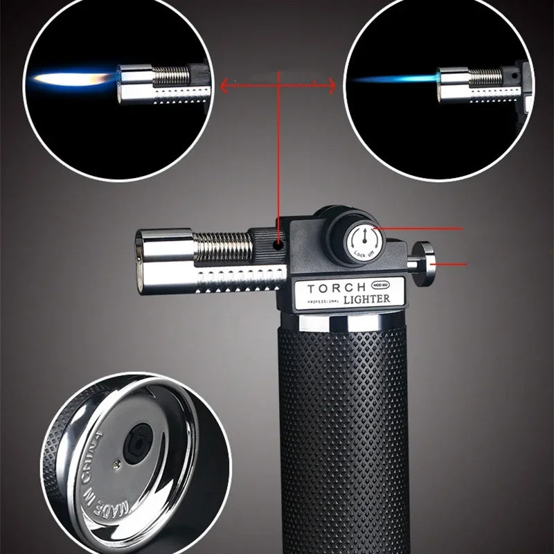 Gas Lighter Windproof BBQ Kitchen Cooking High Capacity Torch Turbine Lighter Spray Gun Jewelry Metal Welding Men's Gifts  Torch
