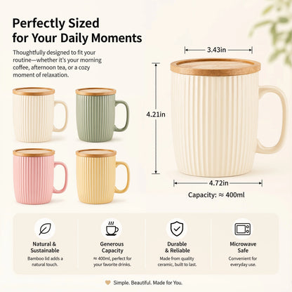Colorful Ceramic Coffee Mugs Set of 4 – 400ml Stoneware Latte Cups with Handles – Rustic Speckled Design – Microwave & Dishwasher Safe – Perfect for Tea, Hot Chocolate, Farmhouse or Modern